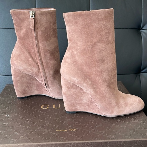 Gucci Suede Wedge Boots 36 1/2 US 6 - Picture 7 of 14